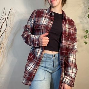red white and grey oversized flannel